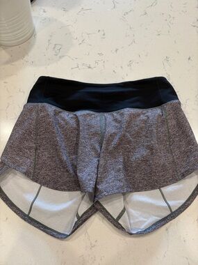 lululemon athletica Heathered Gray Running Shorts with Black Waistband